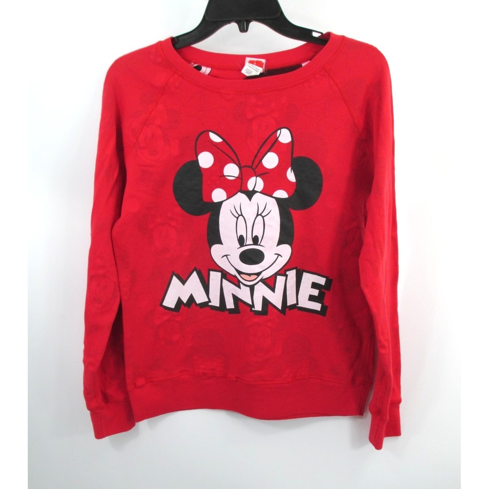 Disney Minnie Mouse Sweatshirt Girls Youth Medium Red Pullover Long Sleeve